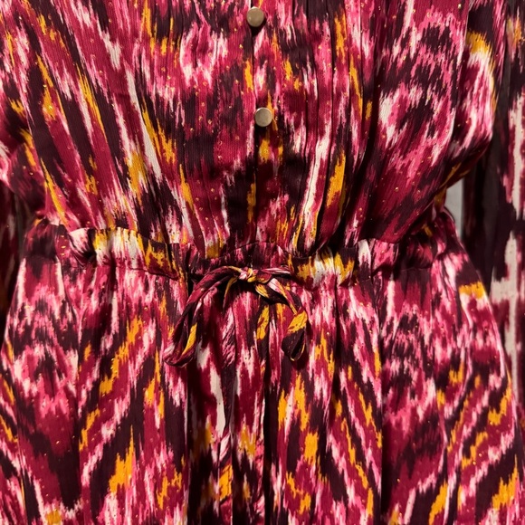 House of Harlow 1960 Burgundy Ikat Mini Dress | Long Sleeve Boho Chic | Size 6 - Picture 9 of 16